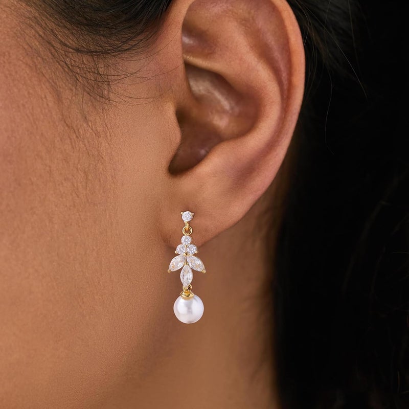 SELFROSE Store Gold Dangle Earrings for Women,Prom Jewelry Dainty Earring 14K Gold Plated Drop Earrings for Women Trendy Hypoallergenic CZ Dangling Earring - Image 5